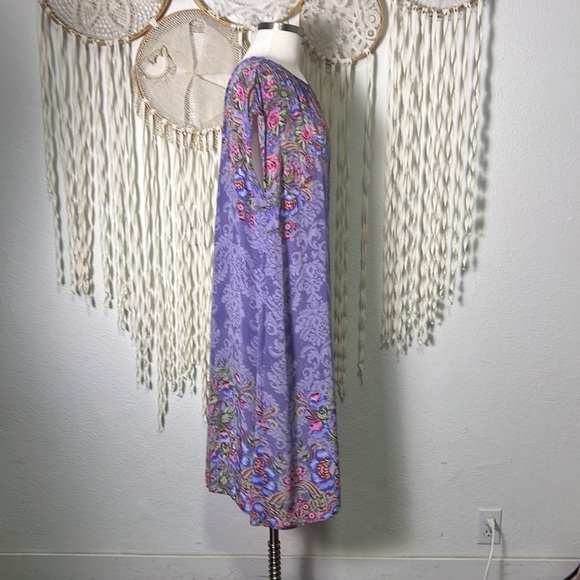 Sundance Lilac Floral Impressions Sheath Dress with Cap Sleeve Size Large - Picture 4 of 11